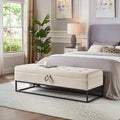 Banc de rangement capitonné avec base en métal