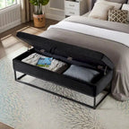 Banc de rangement capitonné avec base en métal