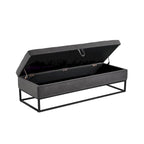 Banc de rangement capitonné avec base en métal