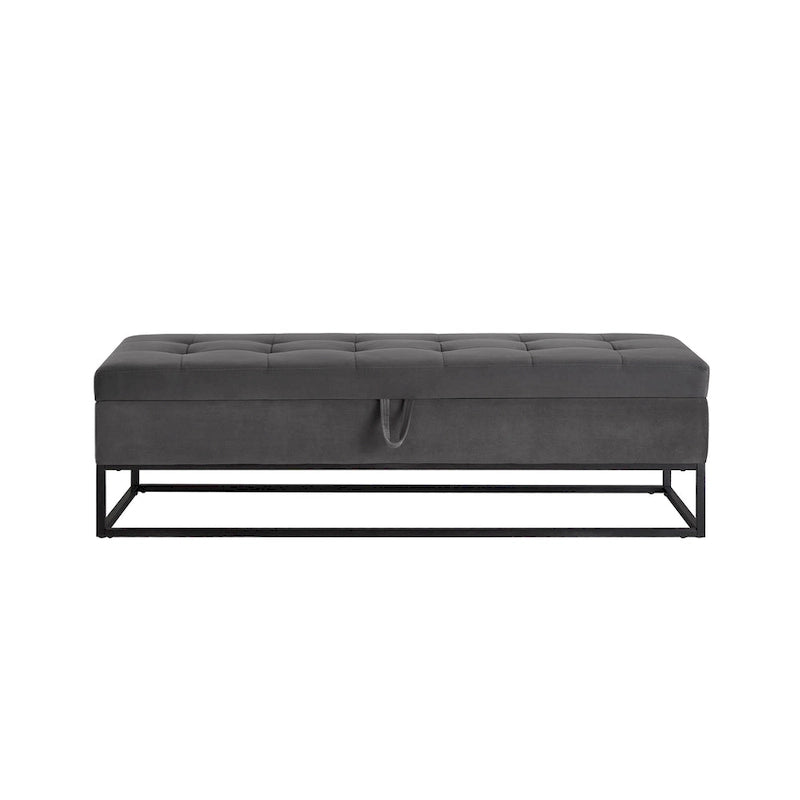 Banc de rangement capitonné avec base en métal