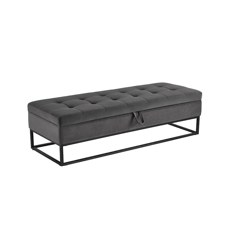 Banc de rangement capitonné avec base en métal