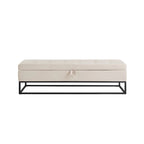 Banc de rangement capitonné avec base en métal
