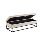 Banc de rangement capitonné avec base en métal