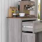 Meuble d'appoint de style rustique avec portes de grange, tiroir et étagère réglable