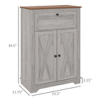 Meuble d'appoint de style rustique avec portes de grange, tiroir et étagère réglable
