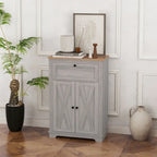 Meuble d'appoint de style rustique avec portes de grange, tiroir et étagère réglable