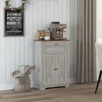 Meuble d'appoint de style rustique avec portes de grange, tiroir et étagère réglable