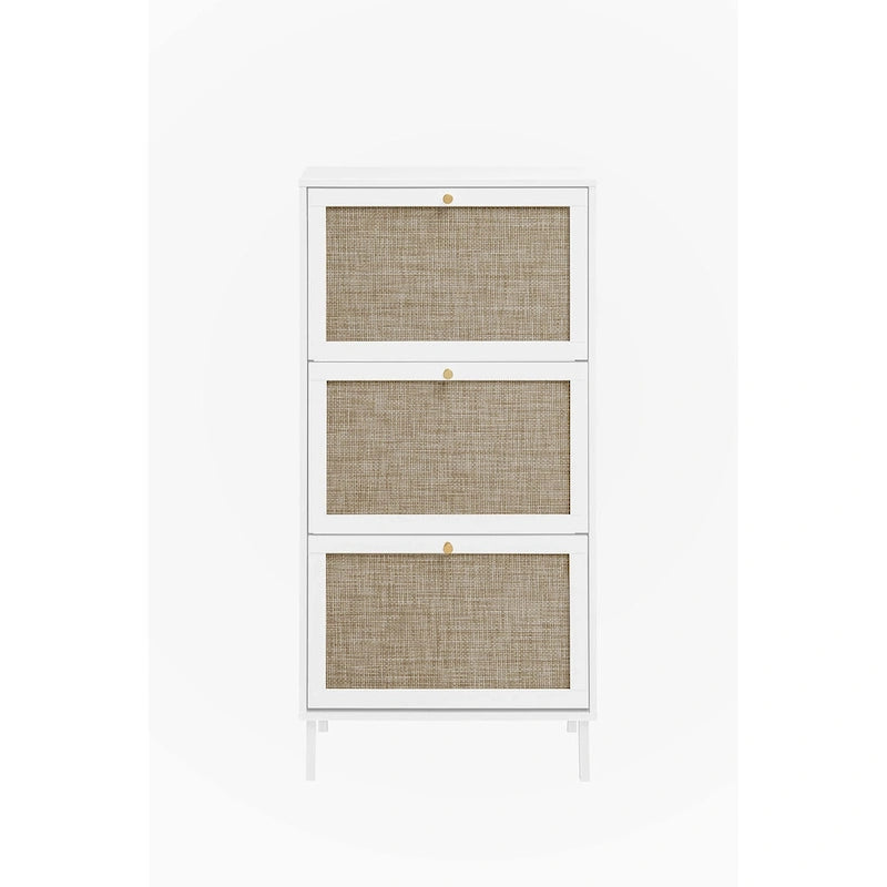 Meuble à chaussures 3 portes avec poignées dorées
