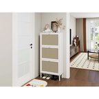 Meuble à chaussures 3 portes avec poignées dorées