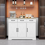 Buffet bahut de ferme avec 3 tiroirs et 3 portes – Blanc
