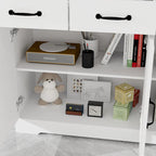 Buffet bahut de ferme avec 3 tiroirs et 3 portes – Blanc