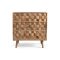 Commode 3 tiroirs en bois de manguier avec motif en carreaux 3D