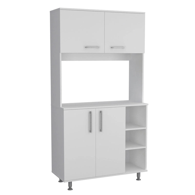 Meuble de rangement de cuisine à double porte, étagère à trois niveaux sur quatre pieds
