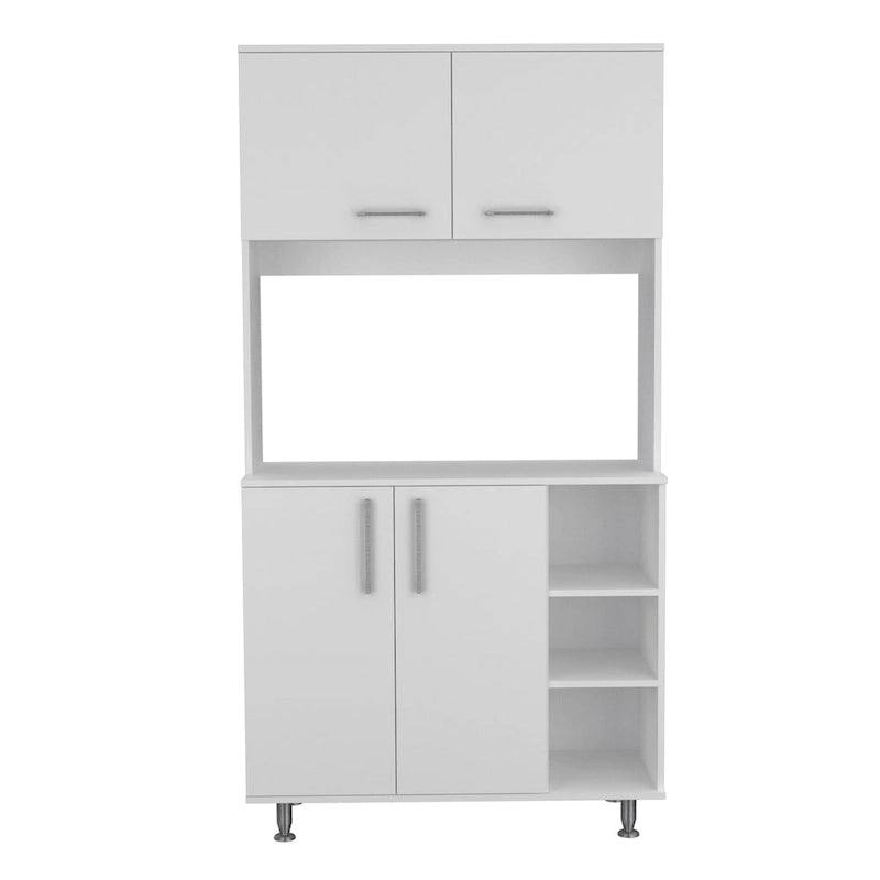 Meuble de rangement de cuisine à double porte, étagère à trois niveaux sur quatre pieds