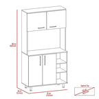 Meuble de rangement de cuisine à double porte, étagère à trois niveaux sur quatre pieds