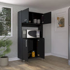 Meuble de rangement de cuisine à double porte, étagère à trois niveaux sur quatre pieds