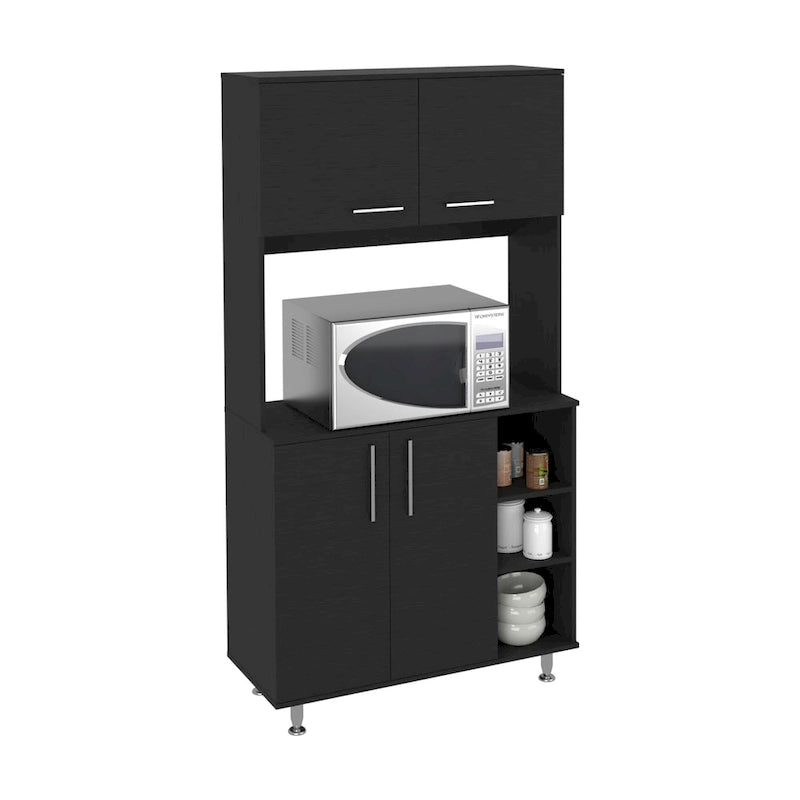 Meuble de rangement de cuisine à double porte, étagère à trois niveaux sur quatre pieds