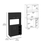 Meuble de rangement de cuisine à double porte, étagère à trois niveaux sur quatre pieds