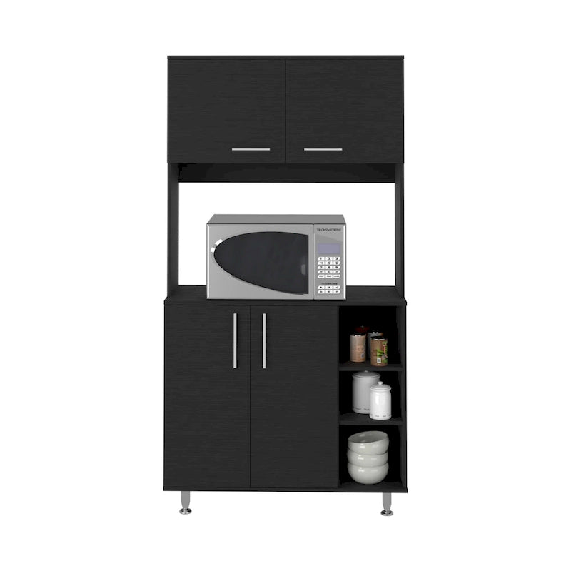Meuble de rangement de cuisine à double porte, étagère à trois niveaux sur quatre pieds