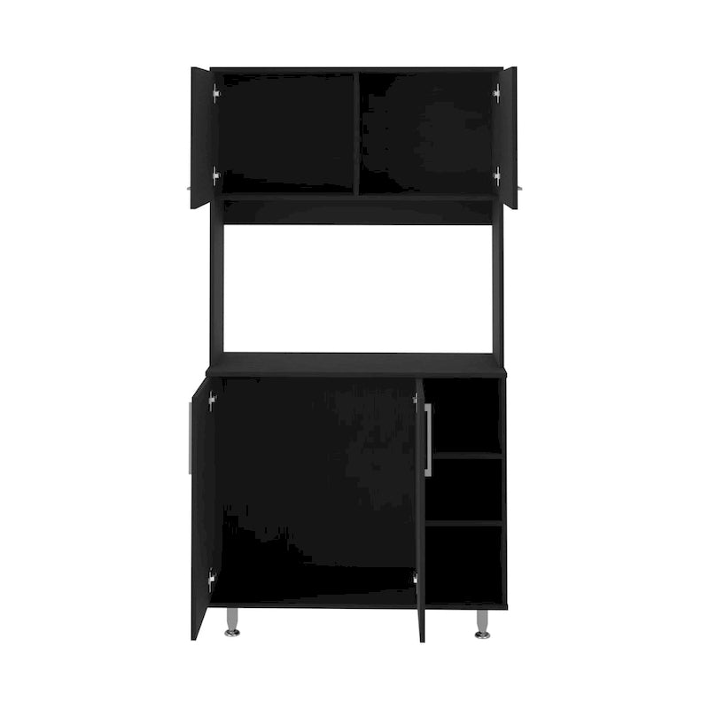 Meuble de rangement de cuisine à double porte, étagère à trois niveaux sur quatre pieds