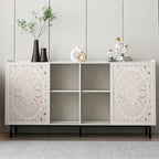 Meuble de rangement d'appoint avec détails en bois sculpté