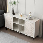 Meuble de rangement d'appoint avec détails en bois sculpté