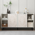 Meuble de rangement d'appoint avec détails en bois sculpté