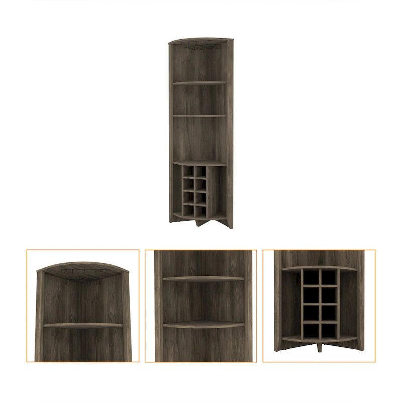 Meuble d'angle de bar en bois marron foncé de 180 cm