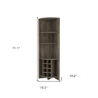 Meuble d'angle de bar en bois marron foncé de 180 cm