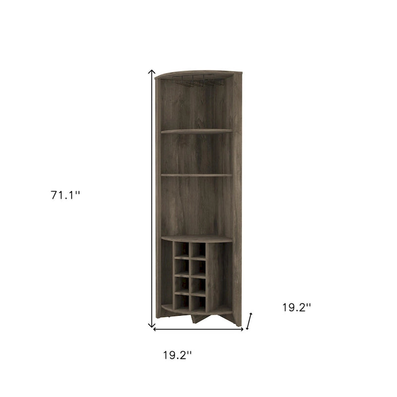 Meuble d'angle de bar en bois marron foncé de 180 cm