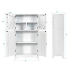 Meuble de rangement de salle de bain sur pied avec portes vitrées et étagères réglables