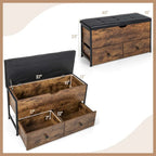Banc de rangement ottoman avec plateau rabattable et 2 tiroirs