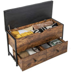 Banc de rangement ottoman avec plateau rabattable et 2 tiroirs