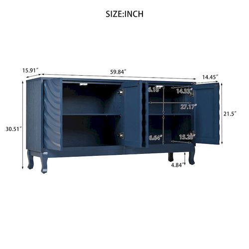 Buffet 4 portes avec façade à panneaux ondulés