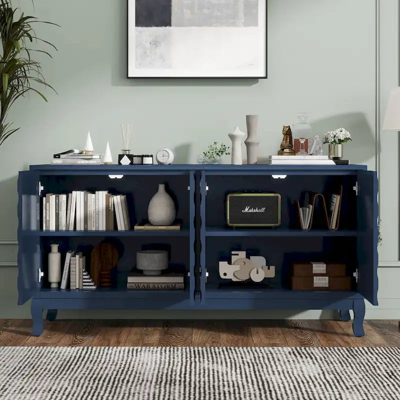 Buffet 4 portes avec façade à panneaux ondulés
