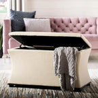 SAFAVIEH Gigi Cream Linen Storage Bench - 36 W x 19 D x 21 H - 36Wx19Dx21H