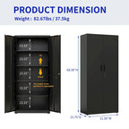 Armoire de rangement métallique avec 2 portes et 4 étagères réglables