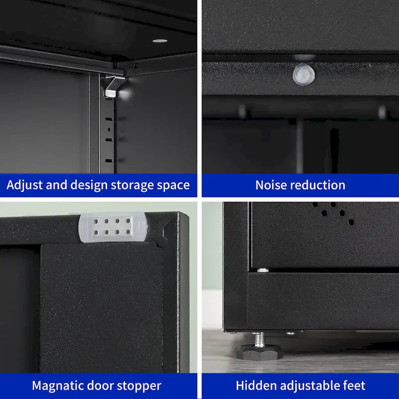 Armoire de rangement métallique avec 2 portes et 4 étagères réglables