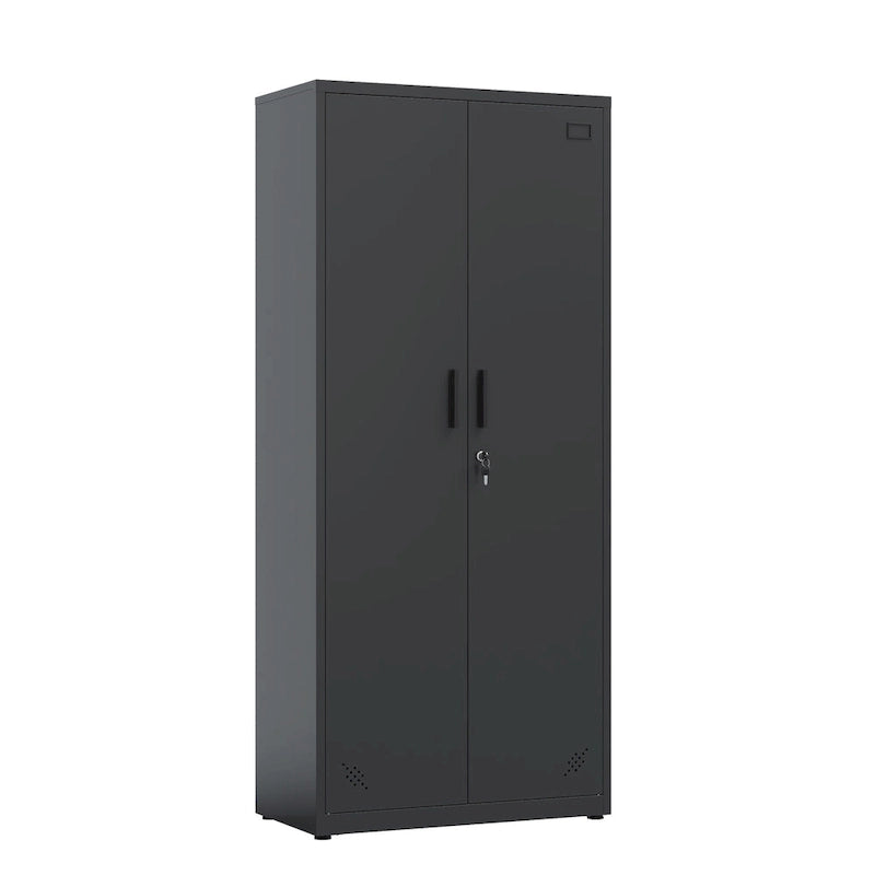 Armoire de rangement métallique avec 2 portes et 4 étagères réglables