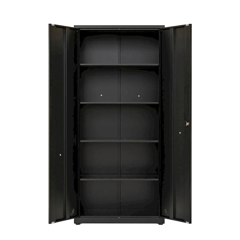 Armoire de rangement métallique avec 2 portes et 4 étagères réglables