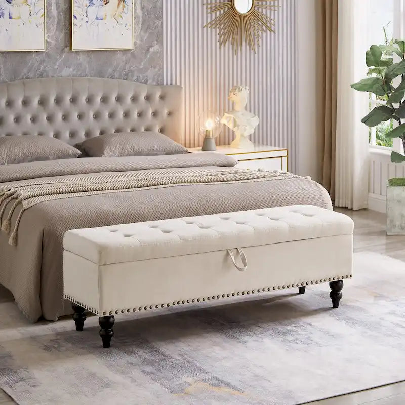Banc de rangement capitonné de 150 cm