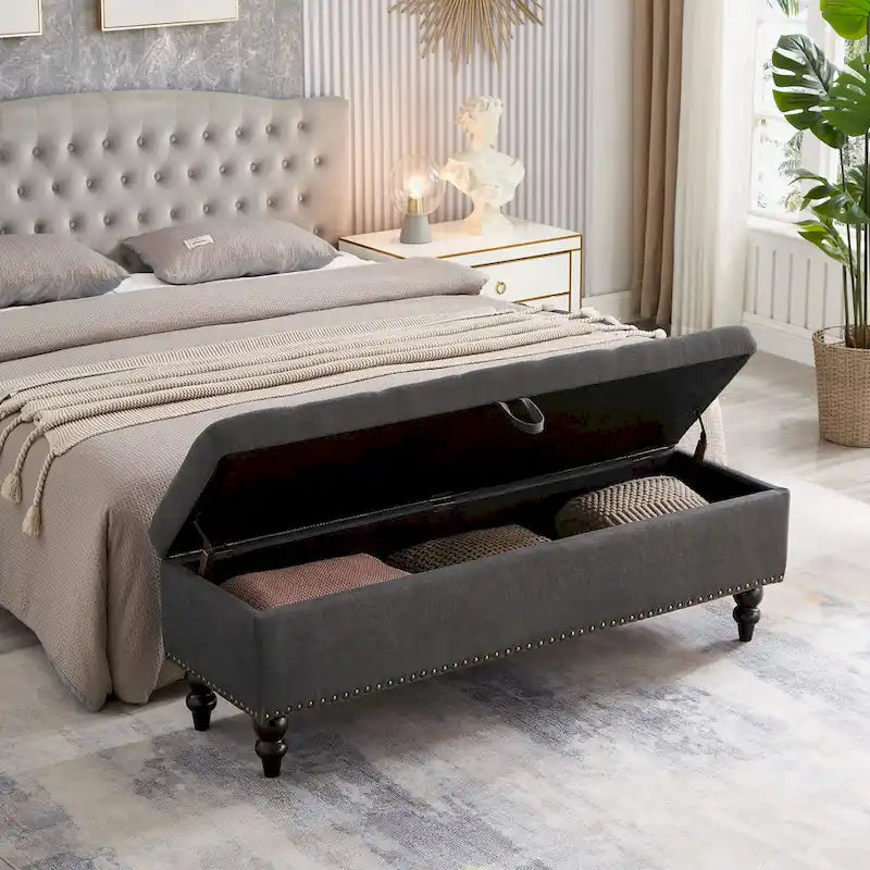 Banc de rangement capitonné de 150 cm