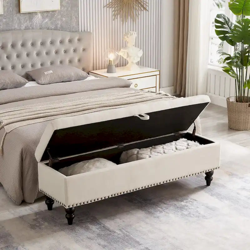 Banc de rangement capitonné de 150 cm