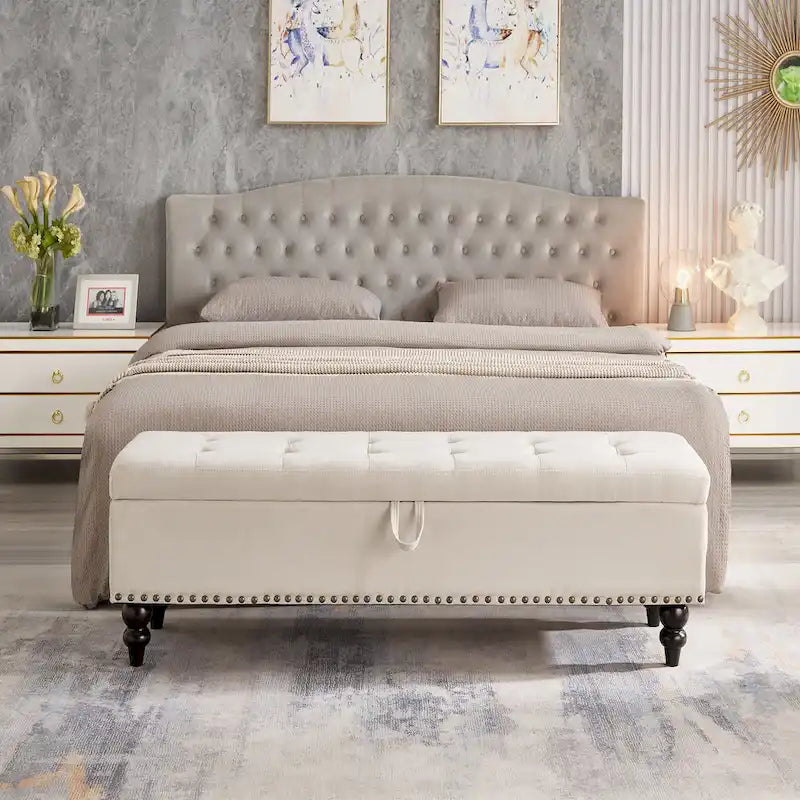 Banc de rangement capitonné de 150 cm