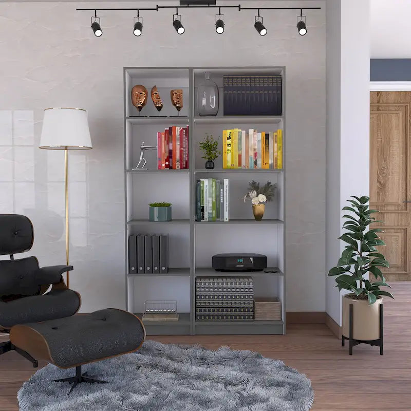 Kenyon Tall 5-Shelf Wide and Narrow Bookcase Set of 2