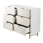 Commode d'appoint à six tiroirs avec quincaillerie dorée - Finition crème