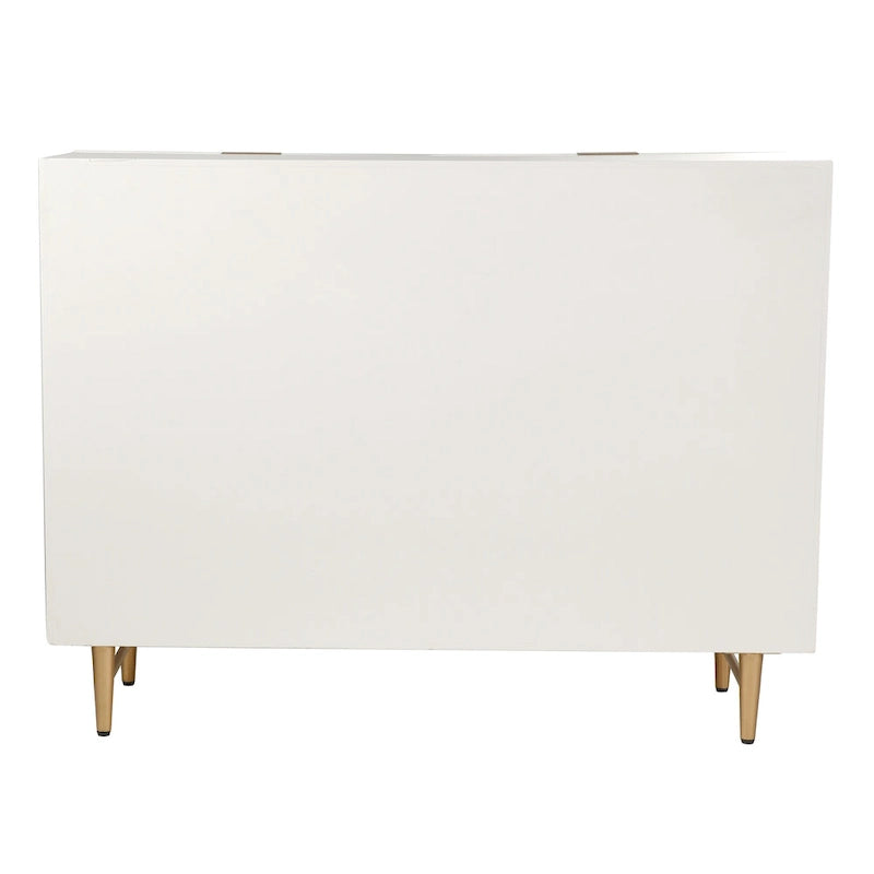 Commode d'appoint à six tiroirs avec quincaillerie dorée - Finition crème