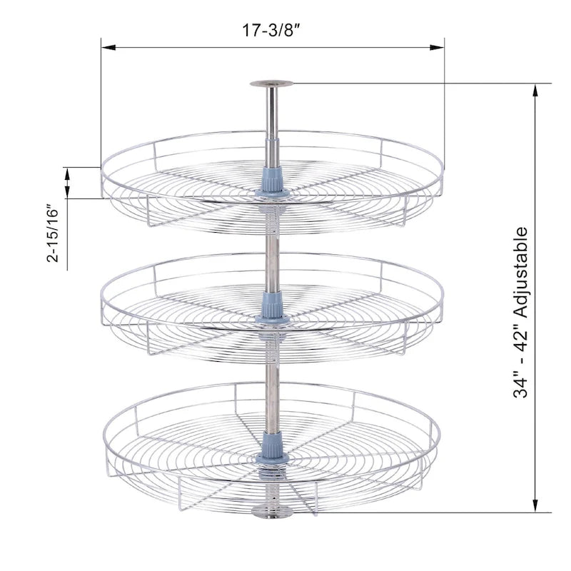 Étagère tournante triple Lazy Susan 45 cm - Acier inoxydable