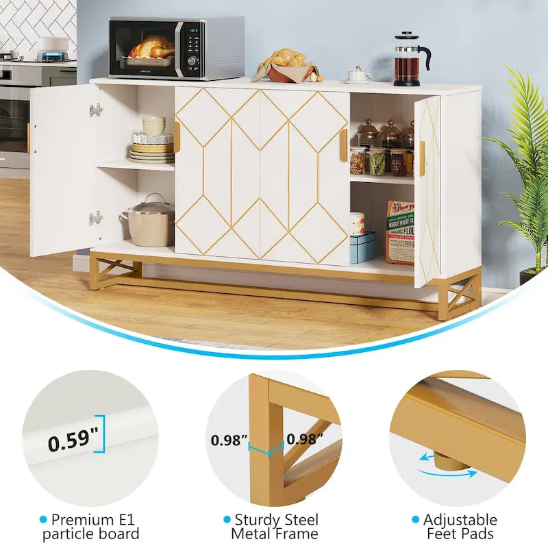 Meuble buffet avec rangement et pieds en métal