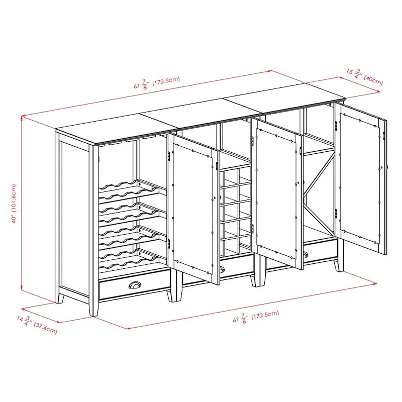 Meuble de bar modulaire 3 pièces – 57,5 x 40 x 101,6 cm (Expresso)